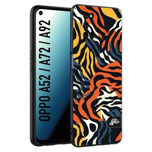 CUSTOMIZZA - Custodia cover nera morbida in tpu compatibile per Oppo A52 - A72 - A92 leopardato maculato tigrato tiger colorata gialla blu arancio