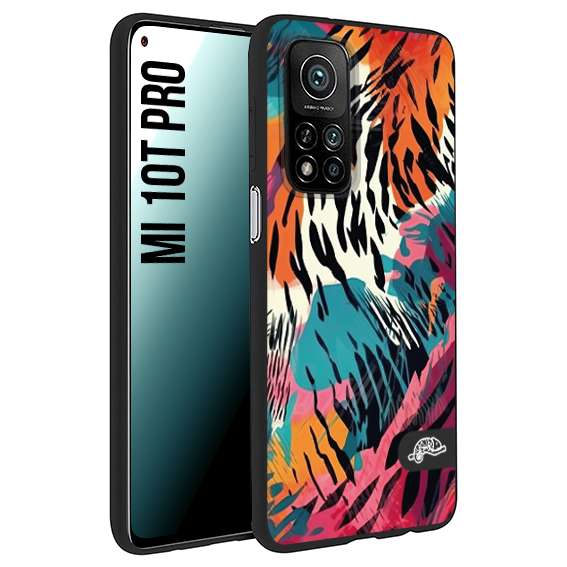 CUSTOMIZZA - Custodia cover nera morbida in tpu compatibile per Xiaomi Mi 10T PRO leopardato maculato tigrato tiger colorata summer color