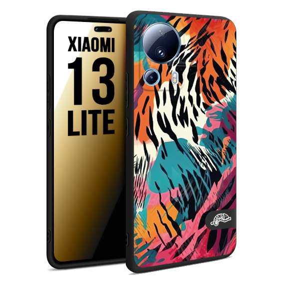 CUSTOMIZZA - Custodia cover nera morbida in tpu compatibile per Xiaomi 13 LITE leopardato maculato tigrato tiger colorata summer color