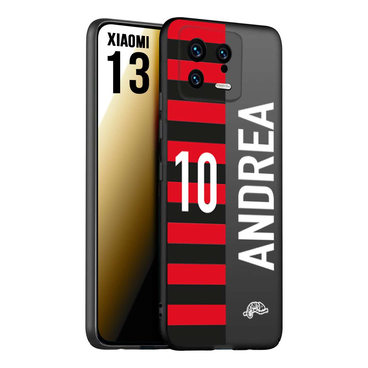 CUSTOMIZZA - Custodia cover nera morbida in tpu compatibile per Xiaomi 13 personalizzata calcio football nome e numero calciatori rossonera