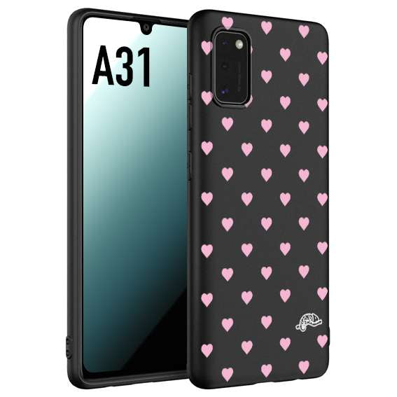 CUSTOMIZZA - Custodia cover nera morbida in tpu compatibile per Samsung A31 cuori pois rosa su nero donna pin up vintage