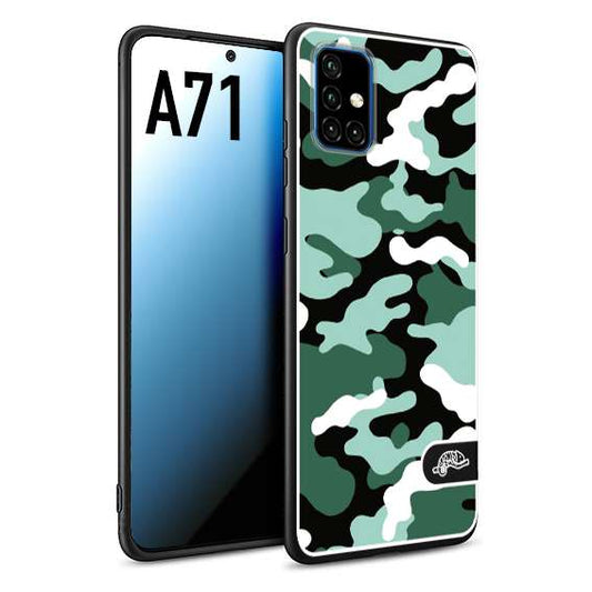 CUSTOMIZZA - Custodia cover nera morbida in tpu compatibile per Samsung A71 camouflage mimetico militare verde green