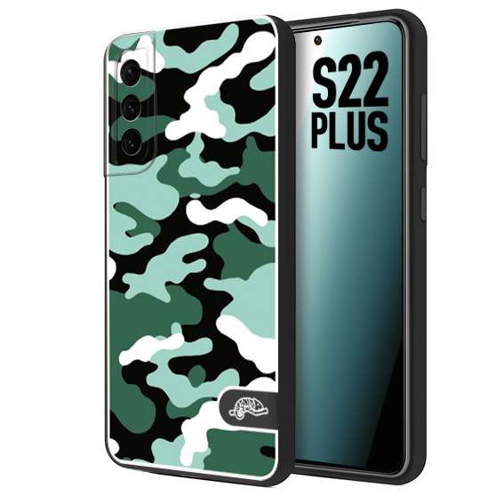 CUSTOMIZZA - Custodia cover nera morbida in tpu compatibile per Samsung S22 PLUS camouflage mimetico militare verde green