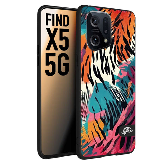 CUSTOMIZZA - Custodia cover nera morbida in tpu compatibile per Oppo Find X5 leopardato maculato tigrato tiger colorata summer color