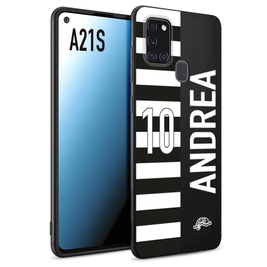 CUSTOMIZZA - Custodia cover nera morbida in tpu compatibile per Samsung A21S personalizzata calcio football nome e numero calciatori bianconera