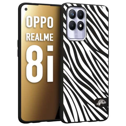 CUSTOMIZZA - Custodia cover nera morbida in tpu compatibile per Oppo Realme 8i zebrata maculata a rilievo soft touch donna bianca