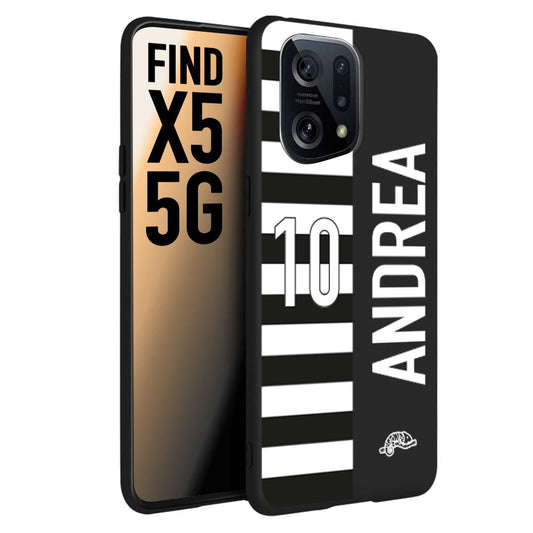 CUSTOMIZZA - Custodia cover nera morbida in tpu compatibile per Oppo Find X5 personalizzata calcio football nome e numero calciatori bianconera