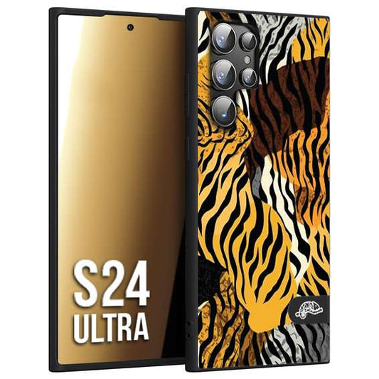 CUSTOMIZZA - Custodia cover nera morbida in tpu compatibile per Samsung S24 ULTRA leopardato tigrato tiger colorata donna fashion estate