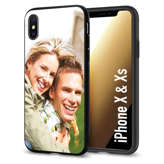 CUSTOMIZZA - Custodia cover nera morbida in tpu compatibile per iPhone X - Xs personalizzata con foto immagine scritta a piacere