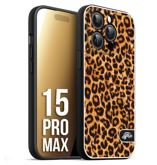 CUSTOMIZZA - Custodia cover nera morbida in tpu compatibile per iPhone 15 PRO MAX leopardato maculato donna marrone leopard brown