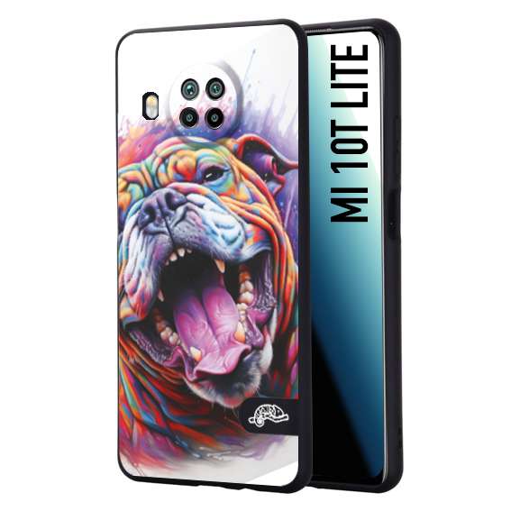 CUSTOMIZZA - Custodia cover nera morbida in tpu compatibile per Xiaomi Mi 10T LITE animali color bulldog cane dog colori vibranti disegnato schizzo