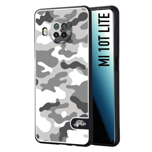 CUSTOMIZZA - Custodia cover nera morbida in tpu compatibile per Xiaomi Mi 10T LITE camouflage mimetico militare bianco white