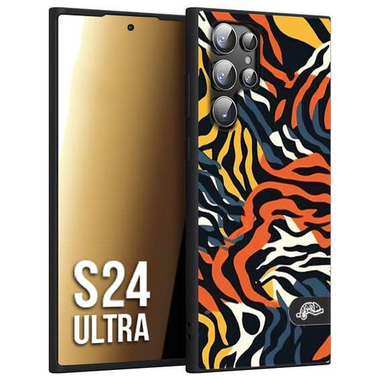 CUSTOMIZZA - Custodia cover nera morbida in tpu compatibile per Samsung S24 ULTRA leopardato maculato tigrato tiger colorata gialla blu arancio