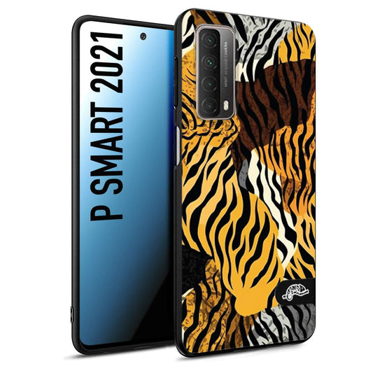 CUSTOMIZZA - Custodia cover nera morbida in tpu compatibile per Huawei P Smart 2021 leopardato tigrato tiger colorata donna fashion estate