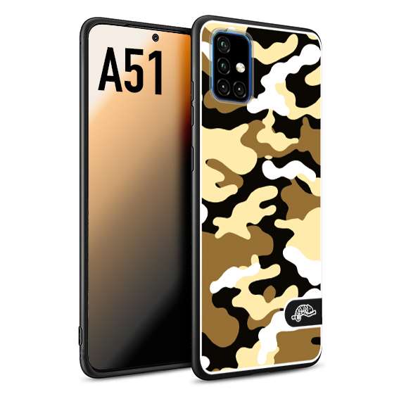 CUSTOMIZZA - Custodia cover nera morbida in tpu compatibile per Samsung A51 camouflage mimetico militare giallo desert brown