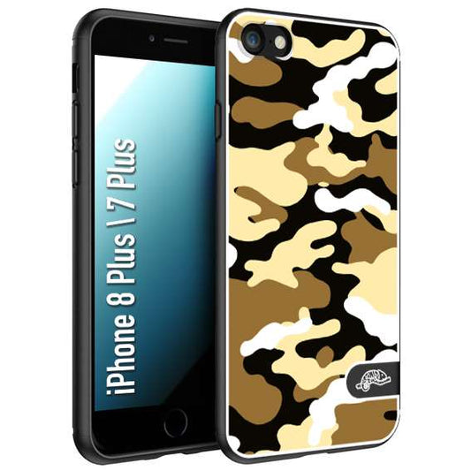 CUSTOMIZZA - Custodia cover nera morbida in tpu compatibile per iPhone 7 Plus - 8 pluscamouflage mimetico militare giallo desert brown