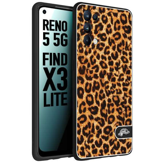 CUSTOMIZZA - Custodia cover nera morbida in tpu compatibile per Oppo Reno 5 5G leopardato maculato donna marrone leopard brown