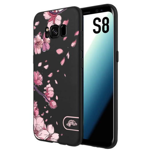 CUSTOMIZZA - Custodia cover nera morbida in tpu compatibile per Samsung S8 giapponese fiori di ciliegio in fiore a rilievo disegnata tattoo