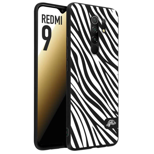 CUSTOMIZZA - Custodia cover nera morbida in tpu compatibile per Xiaomi Redmi 9 zebrata maculata a rilievo soft touch donna bianca