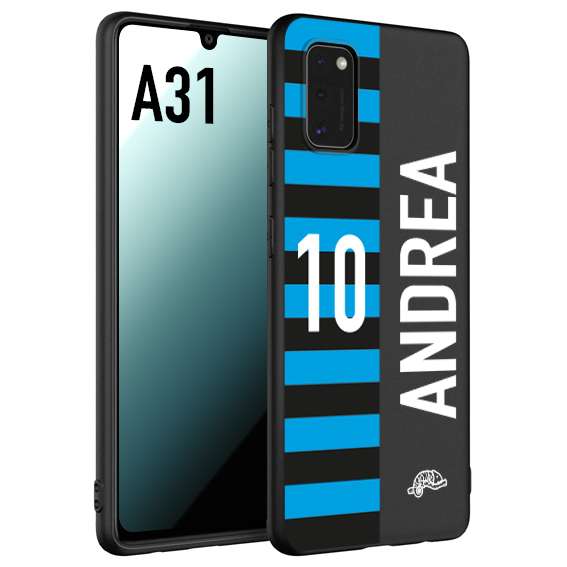 CUSTOMIZZA - Custodia cover nera morbida in tpu compatibile per Samsung A31 personalizzata calcio football nome e numero calciatori nerazzurra