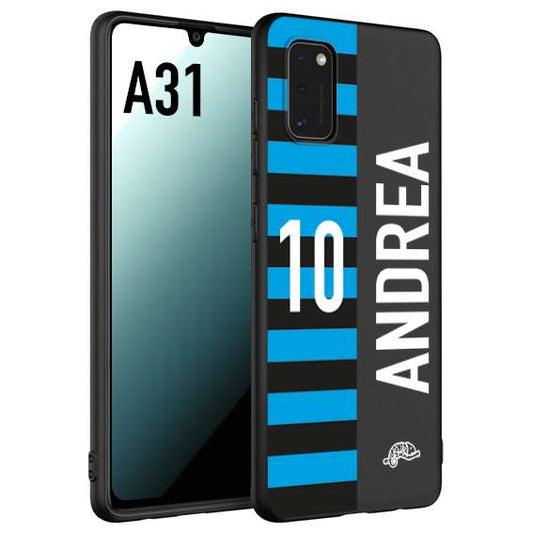 CUSTOMIZZA - Custodia cover nera morbida in tpu compatibile per Samsung A31 personalizzata calcio football nome e numero calciatori nerazzurra