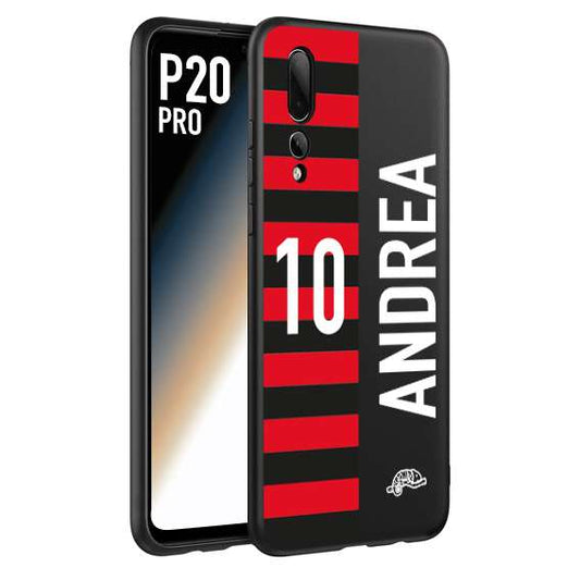 CUSTOMIZZA - Custodia cover nera morbida in tpu compatibile per Huawei P20 PRO personalizzata calcio football nome e numero calciatori rossonera