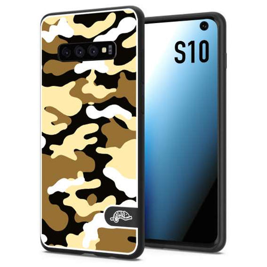 CUSTOMIZZA - Custodia cover nera morbida in tpu compatibile per Samsung S10 camouflage mimetico militare giallo desert brown