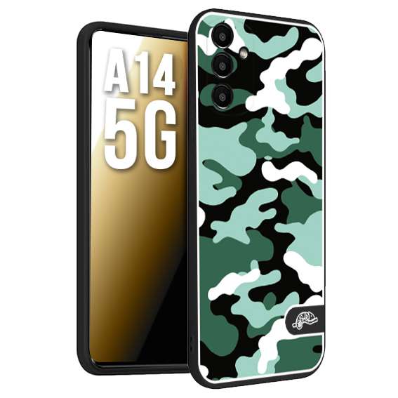 CUSTOMIZZA - Custodia cover nera morbida in tpu compatibile per Samsung A14 5G camouflage mimetico militare verde green