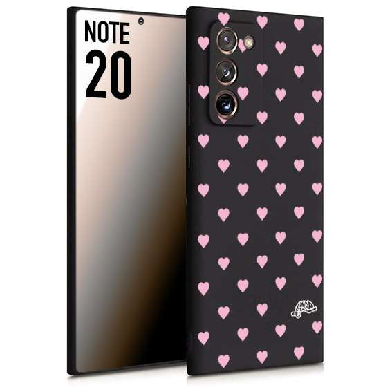 CUSTOMIZZA - Custodia cover nera morbida in tpu compatibile per Samsung NOTE 20 cuori pois rosa su nero donna pin up vintage