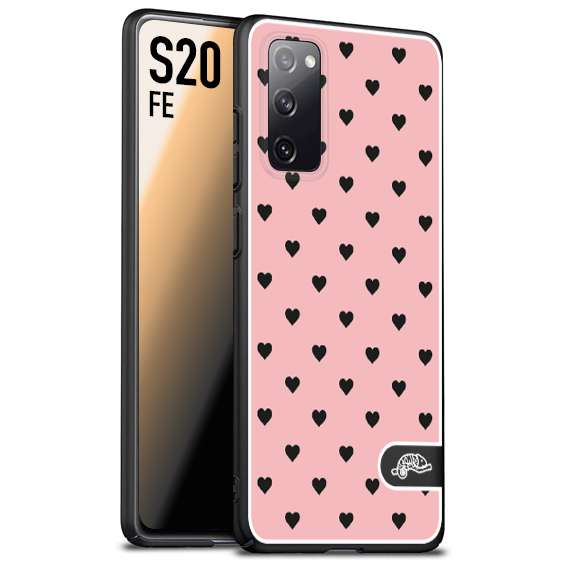 CUSTOMIZZA - Custodia cover nera morbida in tpu compatibile per Samsung S20 FE cuori pois rosa donna pin up vintage