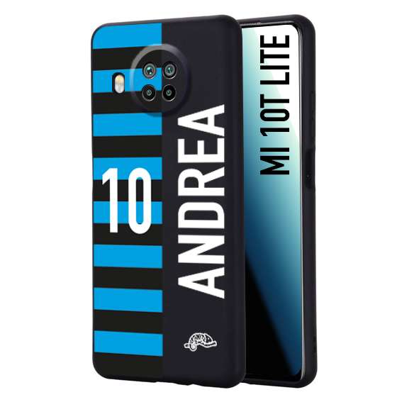 CUSTOMIZZA - Custodia cover nera morbida in tpu compatibile per Xiaomi Mi 10T LITE personalizzata calcio football nome e numero calciatori nerazzurra