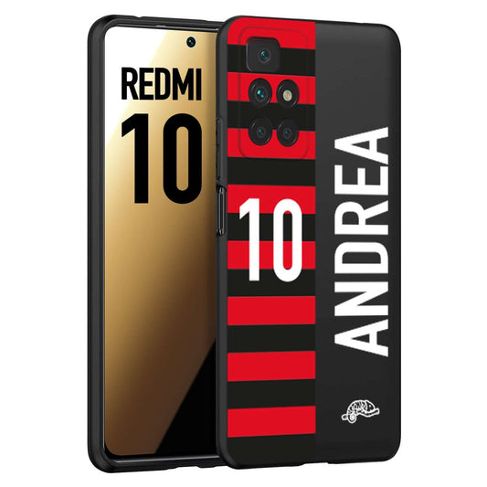 CUSTOMIZZA - Custodia cover nera morbida in tpu compatibile per Xiaomi Redmi 10 personalizzata calcio football nome e numero calciatori rossonera