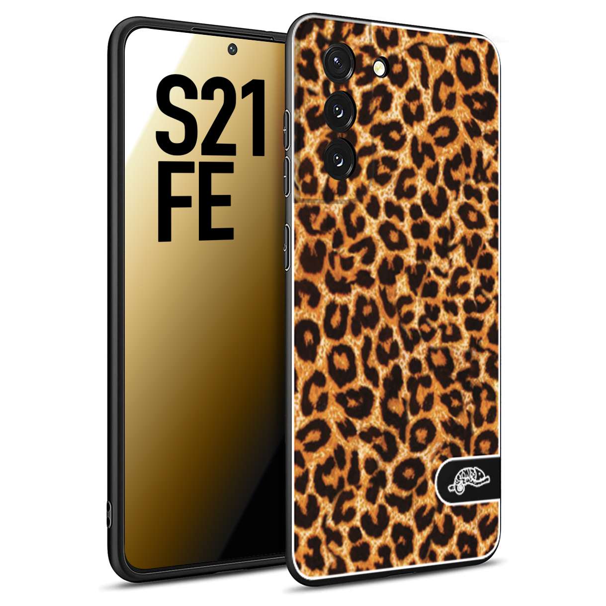 CUSTOMIZZA - Custodia cover nera morbida in tpu compatibile per Samsung S21 FE leopardato maculato donna marrone leopard brown