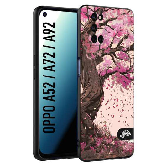 CUSTOMIZZA - Custodia cover nera morbida in tpu compatibile per Oppo A52 - A72 - A92 giapponese colori morbidi fiori di ciliegio rosa disegnata