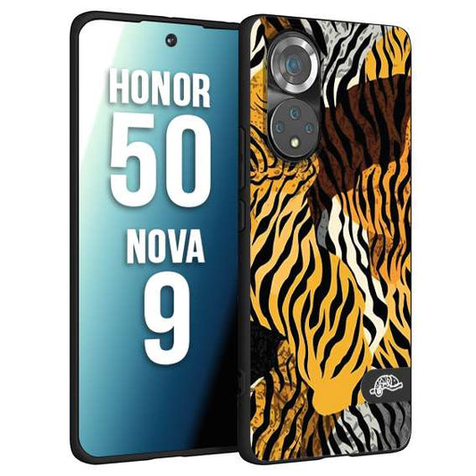 CUSTOMIZZA - Custodia cover nera morbida in tpu compatibile per Huawei Nova 9 - Honor 50 leopardato tigrato tiger colorata donna fashion estate