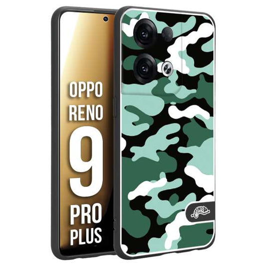 CUSTOMIZZA - Custodia cover nera morbida in tpu compatibile per Oppo Reno 9 PRO PLUS camouflage mimetico militare verde green