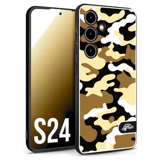 CUSTOMIZZA - Custodia cover nera morbida in tpu compatibile per Samsung S24 camouflage mimetico militare giallo desert brown