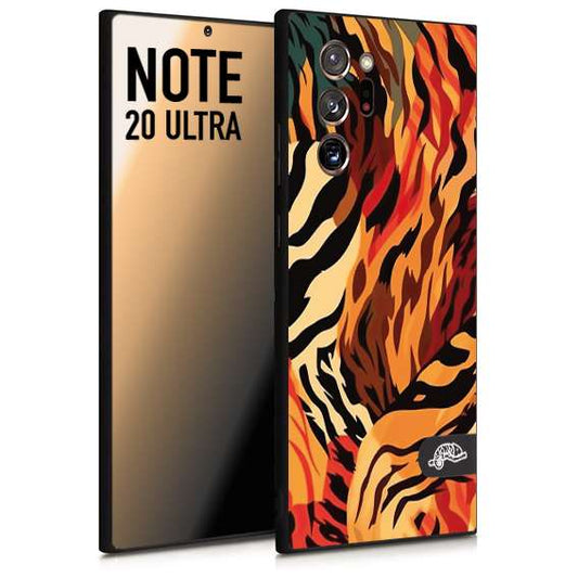 CUSTOMIZZA - Custodia cover nera morbida in tpu compatibile per Samsung NOTE 20 ULTRA leopardato maculato tigrato tiger colorata gialla rossa arancio