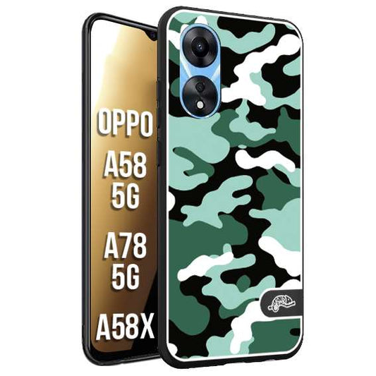 CUSTOMIZZA - Custodia cover nera morbida in tpu compatibile per Oppo A58 5G - A78 5G - A58X camouflage mimetico militare verde green