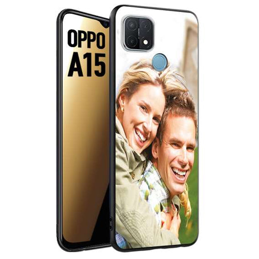 CUSTOMIZZA - Custodia cover nera morbida in tpu compatibile per Oppo A15 personalizzata con foto immagine scritta a piacere