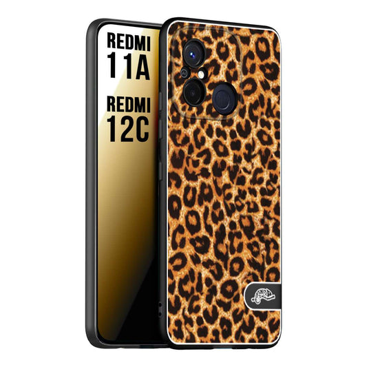 CUSTOMIZZA - Custodia cover nera morbida in tpu compatibile per Xiaomi Redmi 11A - 12C leopardato maculato donna marrone leopard brown