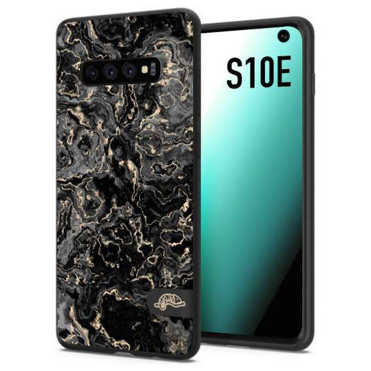 CUSTOMIZZA - Custodia cover nera morbida in tpu compatibile per Samsung S10E effetto marmo marble nero black venature dorato pietra