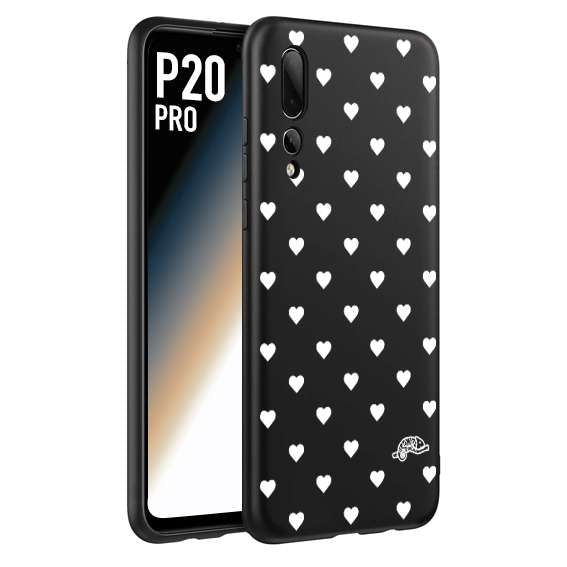 CUSTOMIZZA - Custodia cover nera morbida in tpu compatibile per Huawei P20 PRO cuori pois bianchi donna pin up vintage