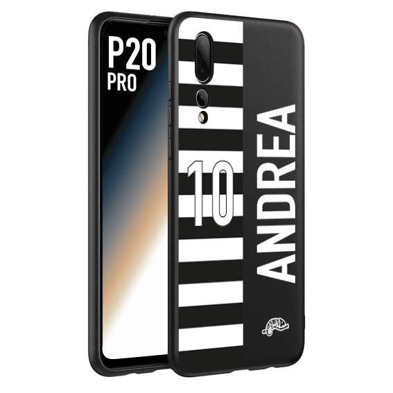 CUSTOMIZZA - Custodia cover nera morbida in tpu compatibile per Huawei P20 PRO personalizzata calcio football nome e numero calciatori bianconera