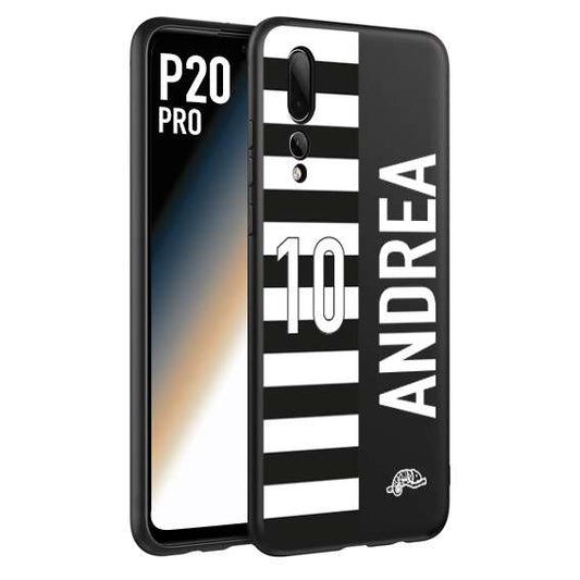 CUSTOMIZZA - Custodia cover nera morbida in tpu compatibile per Huawei P20 PRO personalizzata calcio football nome e numero calciatori bianconera