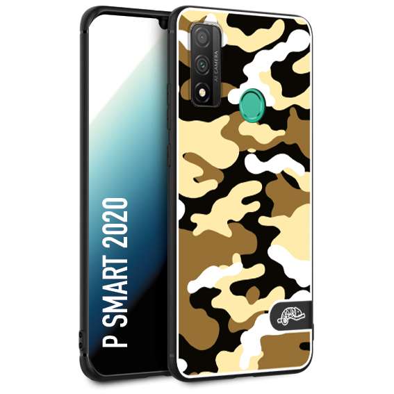 CUSTOMIZZA - Custodia cover nera morbida in tpu compatibile per Huawei P Smart 2020 camouflage mimetico militare giallo desert brown