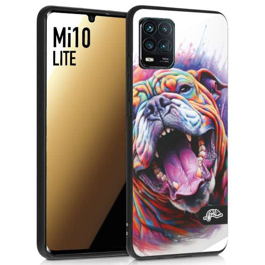 CUSTOMIZZA - Custodia cover nera morbida in tpu compatibile per Xiaomi Mi 10 LITE animali color bulldog cane dog colori vibranti disegnato schizzo