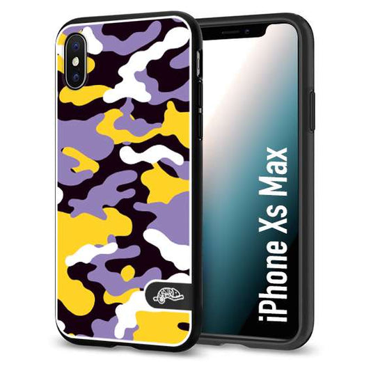 CUSTOMIZZA - Custodia cover nera morbida in tpu compatibile per iPhone Xs Max camouflage mimetico militare viola lilla giallo