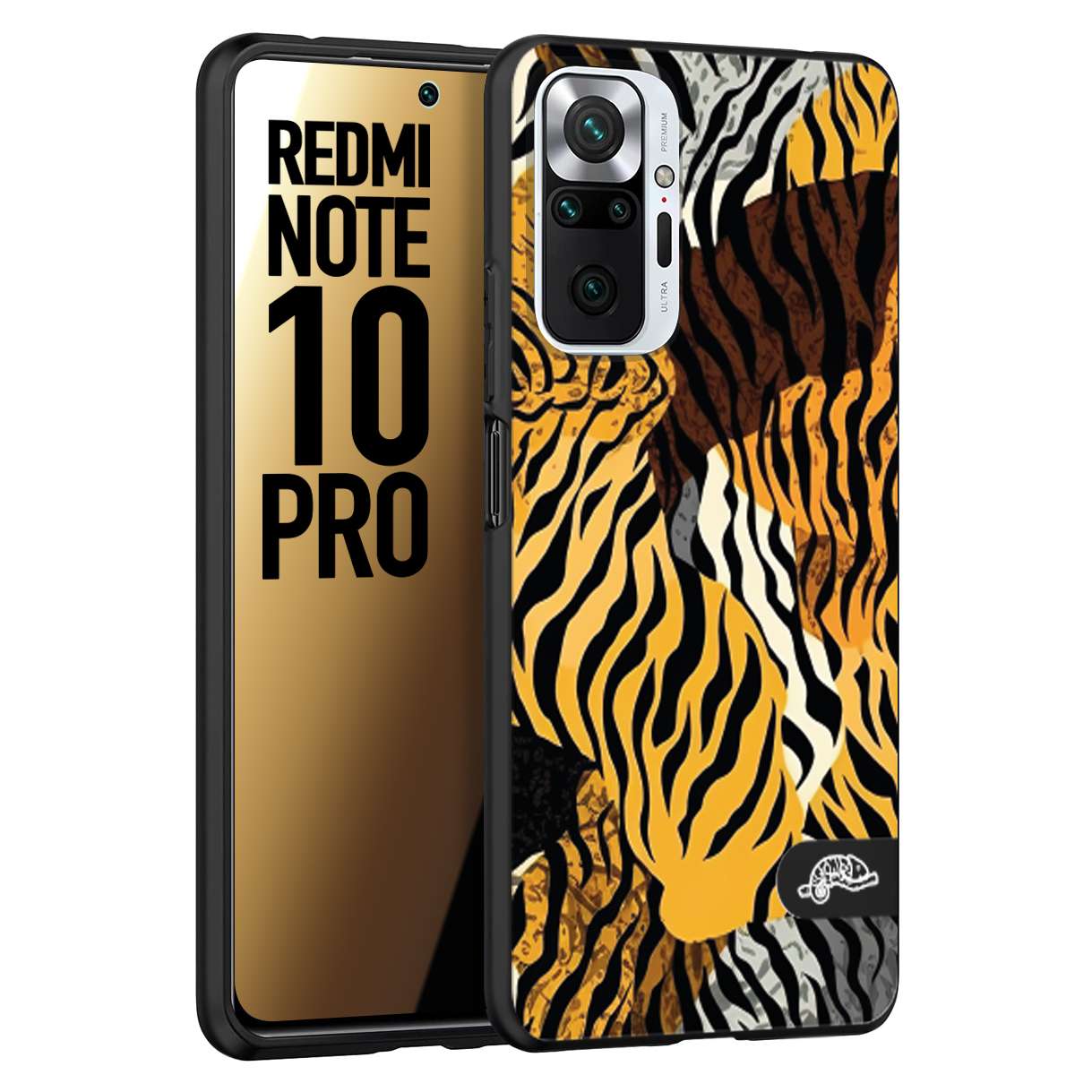 CUSTOMIZZA - Custodia cover nera morbida in tpu compatibile per Xiaomi Redmi Note 10 PRO leopardato tigrato tiger colorata donna fashion estate