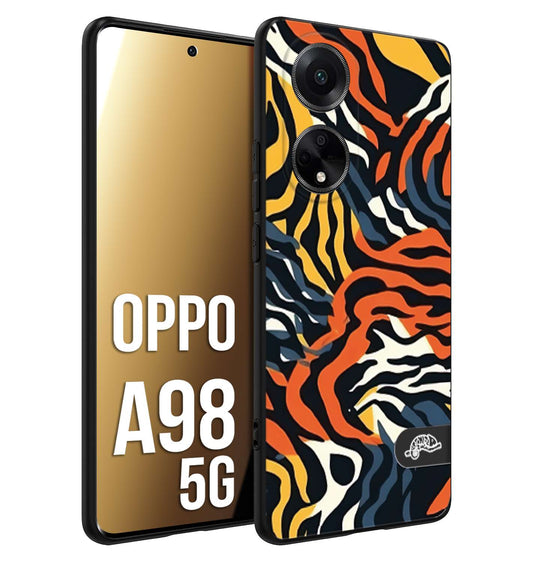 CUSTOMIZZA - Custodia cover nera morbida in tpu compatibile per Oppo A98 5G leopardato maculato tigrato tiger colorata gialla blu arancio